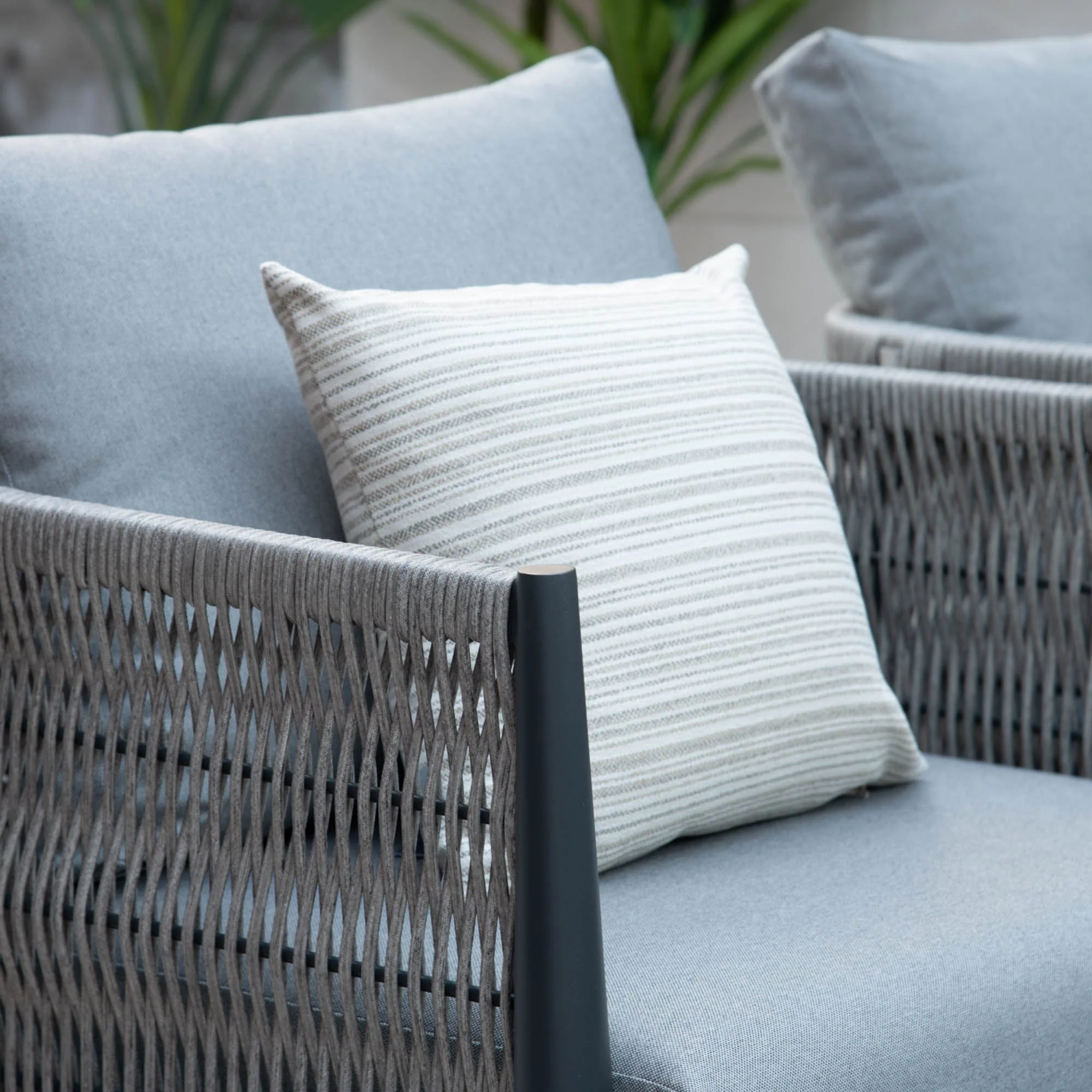 Coconut Grove - 3 Seat Garden Sofa Set & Coffee Table, Aluminium & Rattan Rope Effect - Image 3