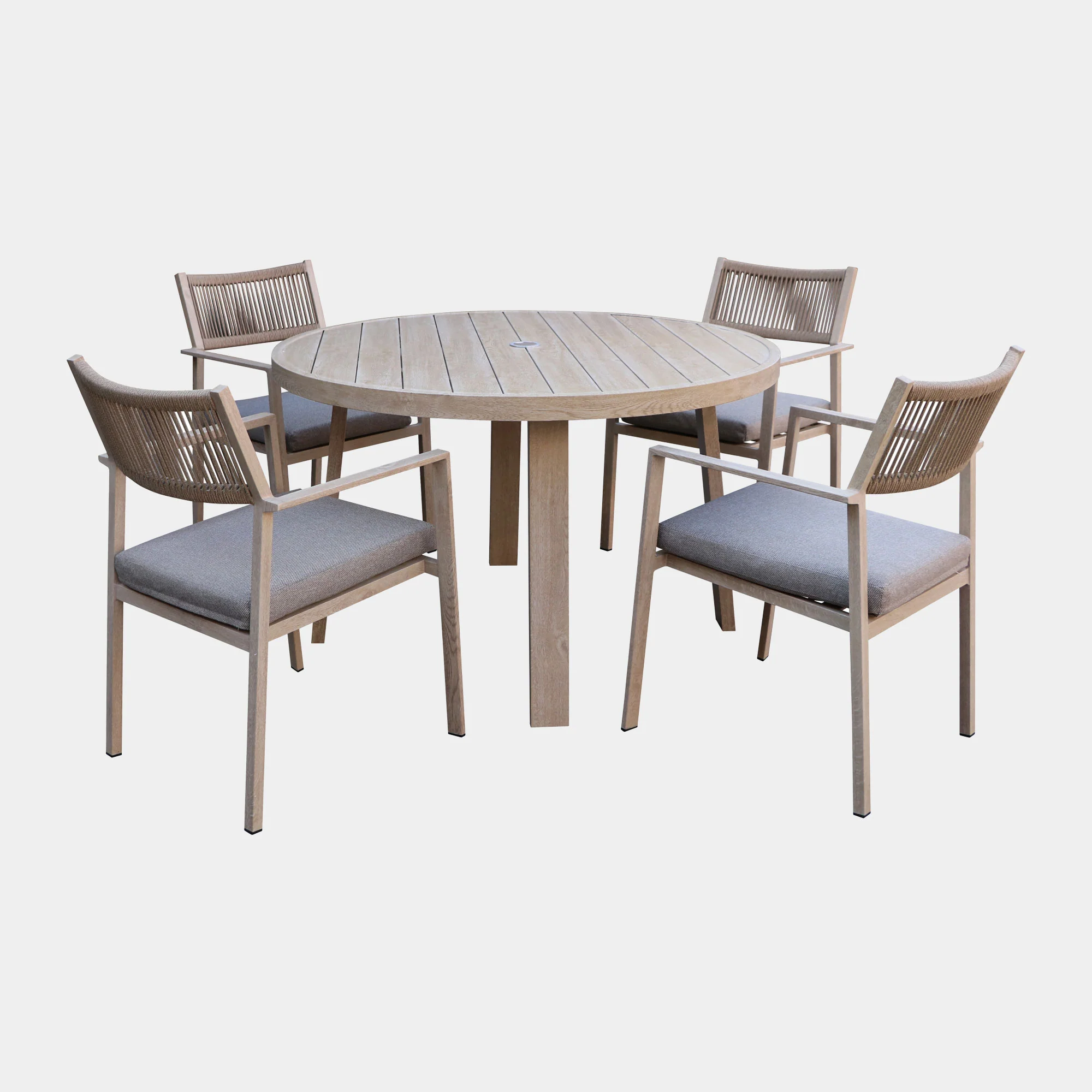 Hawaii - 4 Seat Garden Dining Set, Aluminium & Rope Effect Weave - Image 3