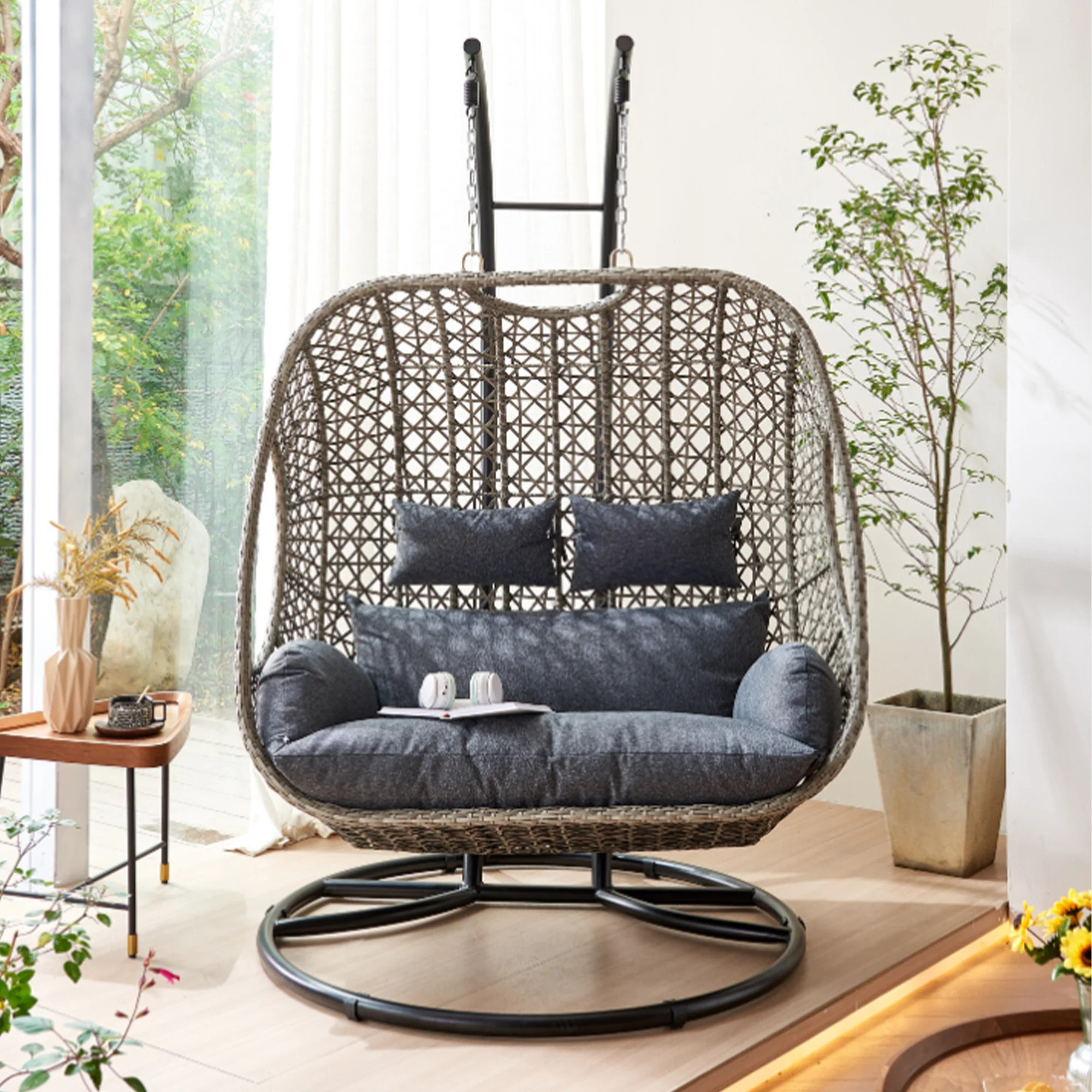 Honduras - Double Hanging Egg Chair With Cushions - Image 6