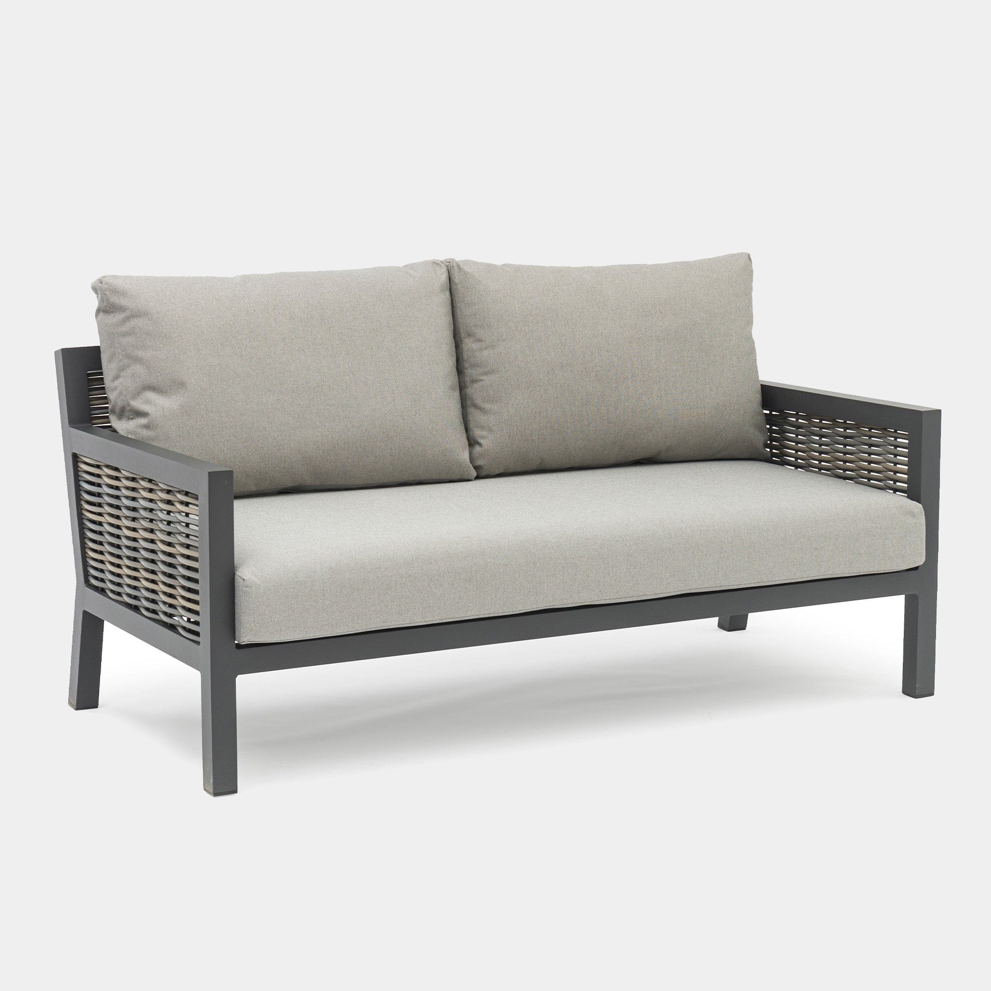 Key Largo - 2 Seat Garden Sofa Set & Coffee Table, Aluminium & Rattan - Image 5