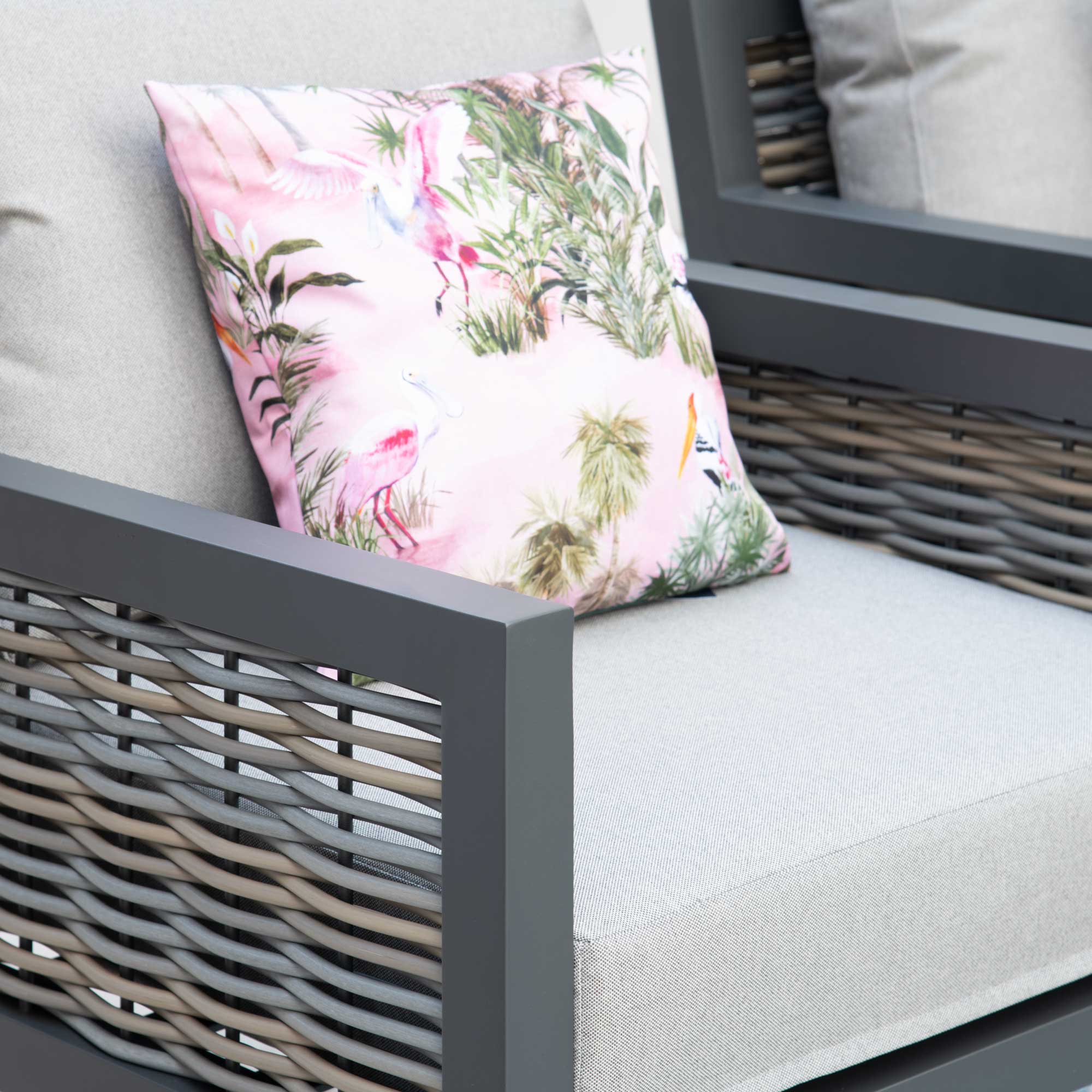 Key Largo - 2 Seat Garden Sofa Set & Coffee Table, Aluminium & Rattan - Image 9