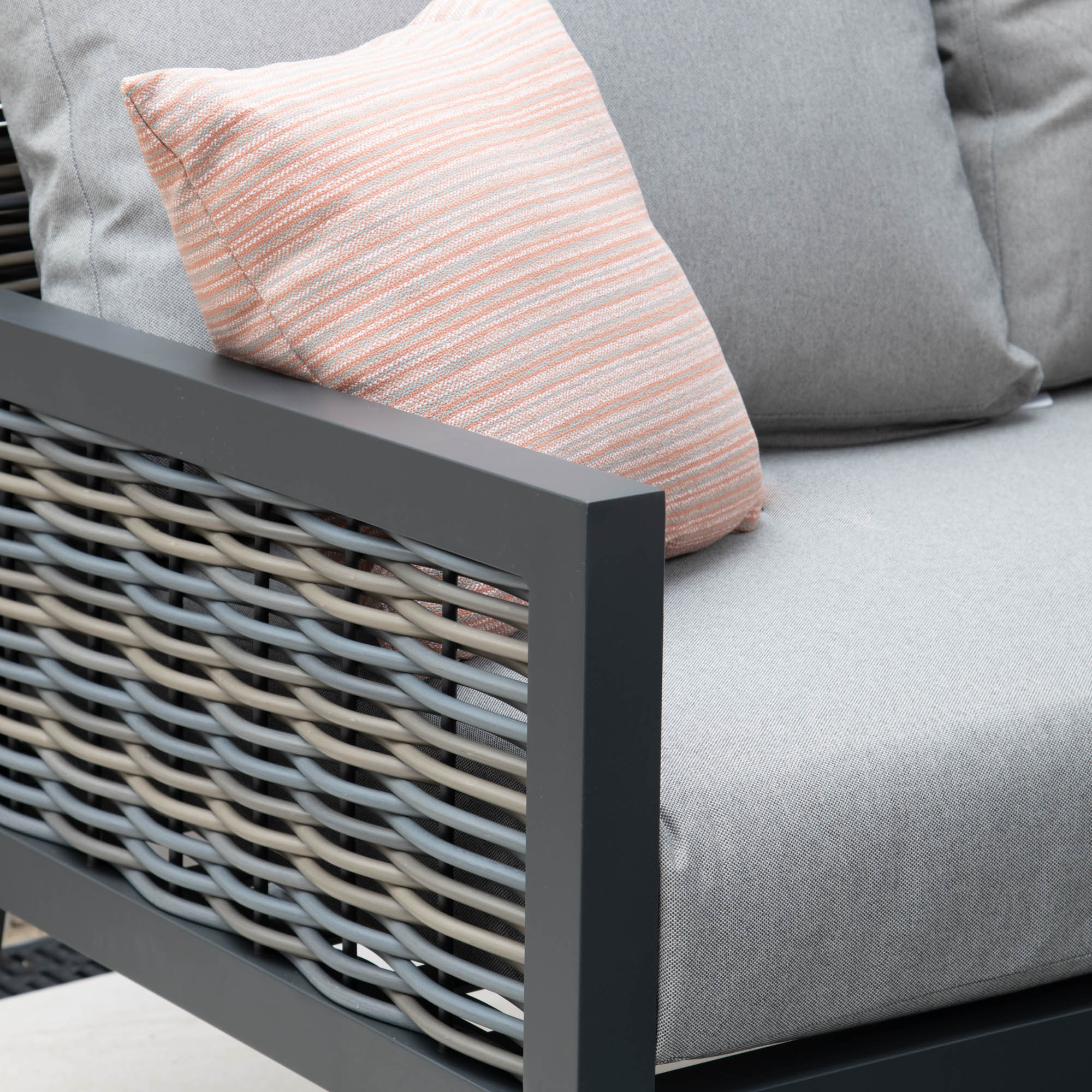 Key Largo - Corner Garden Dining Set With Square Rising Table and 2 Benches, Aluminium & Rattan - Image 4